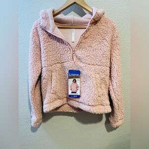 Mondetta Sherpa Teddy 1/2 Zip Hoodie Sweater Jacket Dusty Pink Girls Large